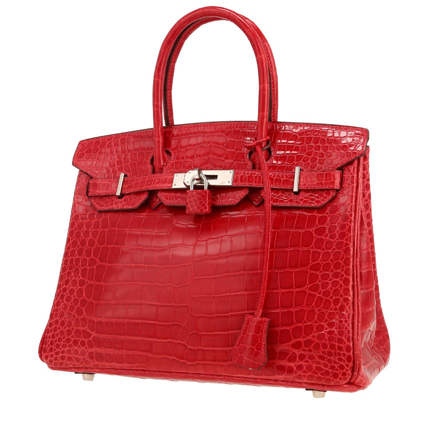 00pp sac a main hermes birkin 30 cm en crocodile porosus rouge