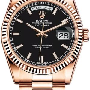 Rolex Day-Date President Rose Gold Black Index Dial 118235