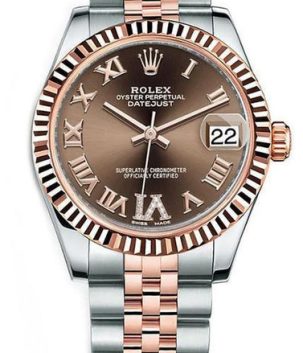 Rolex New Style Datejust Rose Gold Midsize Two Tone Factory Chocolate Jubilee Bracelet 178271