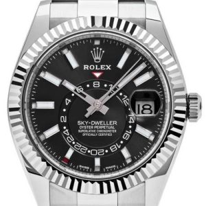 Rolex Pre-Owned Stainless Steel Sky Dweller 326934 Black Oyster