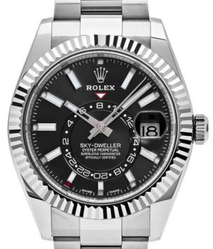 Rolex Pre-Owned Stainless Steel Sky Dweller 326934 Black Oyster