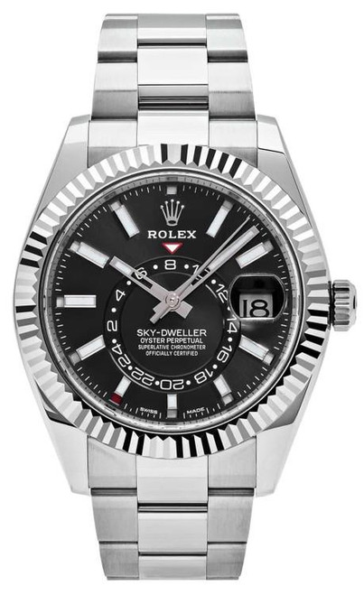 Rolex Pre-Owned Stainless Steel Sky Dweller 326934 Black Oyster