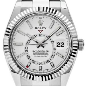Rolex Pre-Owned Stainless Steel Sky Dweller 326934 White Oyster