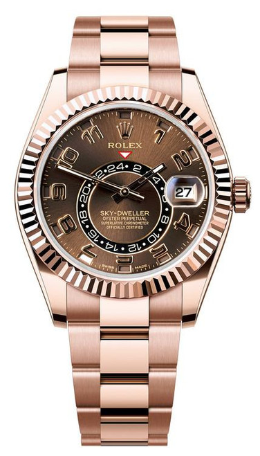 Rolex Pre-Owned Rose Gold Sky Dweller 326935 Chocolate