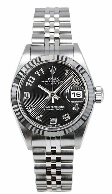 Rolex Women's Datejust Stainless Steel Black Arabic Dial