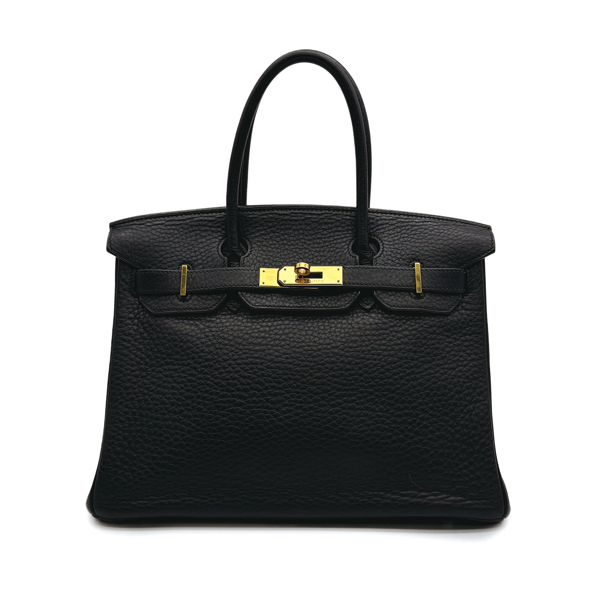 HERMES BIRKIN 30 BLACK TAURILLON CLEMENCE HAND BAG 2004 SQUARE H GOLD HARDWARE 90313531