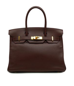 HERMES BIRKIN 30 MOKA EVER GRAIN HAND BAG 2006 SQUARE J GOLD HARDWARE 90328116