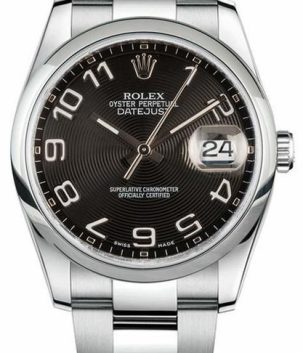 Rolex Datejust Stainless Steel Black Concentric Arabic Dial 116200