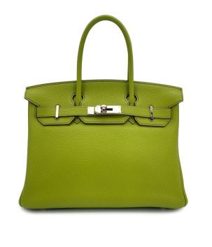 HERMES BIRKIN 30 ANIS GREEN TOGO HAND BAG 2007 SQUARE K PALLADIUM HARDWARE 90317919