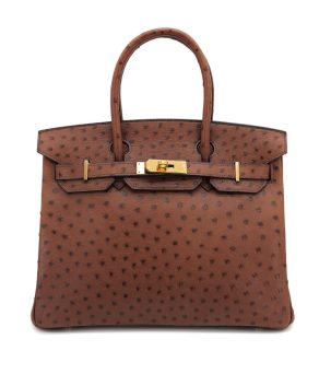 HERMES BIRKIN 30 CHESTNUT OSTRICH HAND BAG 2005 SQUARE I GOLD HARDWARE 90323975