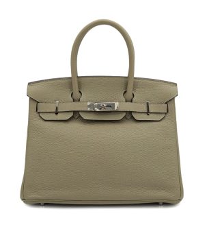 HERMES BIRKIN 30 SAUGE TAURILLON CLEMENCE HAND BAG 2016 X STAMP PALLADIUM HARDWARE 90310829