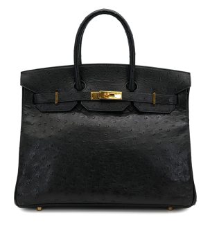 HERMES BIRKIN 35 BLACK OSTRICH HAND BAG 1997 SQUARE A GOLD HARDWARE 90324742