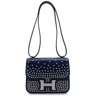 HERMES CONSTANCE 3 MINI 18 MIROIR CLOUTE BLUE ABYSSE BOXCALF 2025 K STAMP PALLADIUM HARDWARE 90316884