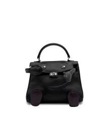HERMES KELLY DOLL BLACK VEAU GULLIVER HAND BAG 2000 SQUARE D PALLADIUM HARDWARE 90323974
