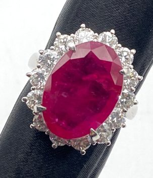 Pt900 Ruby Ring R10.21 D2.48 14.9g Certificate US7 50438