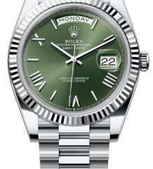 Rolex Platinum President Day Date 40 Olive Green Roman 228236 Rolex Platinum President Day Date 40 Olive Green Roman 228236