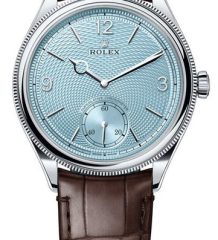 Rolex Platinum 1908 Ice Blue 52506 Brown Leather