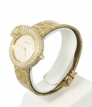 Cartier Panthere 1925 WF317551 Women’s Watch with Genuine Diamond Bezel, Ivory, 18K Yellow Gold, Quartz Movement, Item Number 90290647