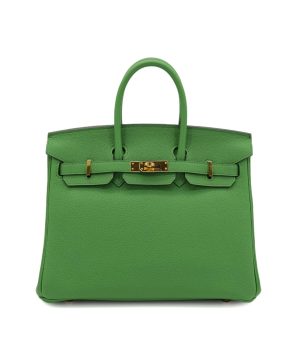 HERMES BIRKIN 25 VERT YUCCA TOGO HAND BAG B GOLD HARDWARE 90302884