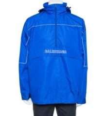 Balenciaga Blue Synthetic Logo Embroidered Oversized Wind Breaker Hoodie XS