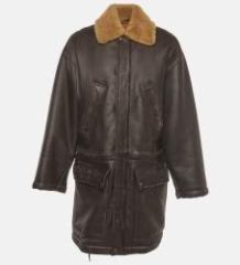 Balenciaga Unisex Brown Leather and Shearling Coat S