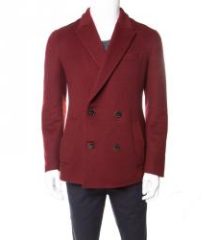 Berluti Burgundy Felted Cashmere Double Breasted Blazer L