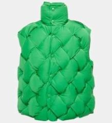 Bottega Veneta Green Nylon Intrecciato Down Shell Gilet M