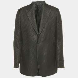 Dior Homme Black Oblique Jacquard Wool Blend Blazer XL