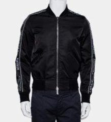 Dior Homme Atelier Black Synthetic Logo Tape Detail Bomber Jacket XS