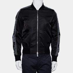Dior Homme Atelier Black Synthetic Logo Tape Detail Bomber Jacket XS