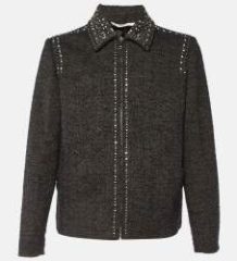 Valentino Brown Studded Wool Tweed Zip-Up Jacket L