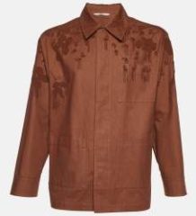 Valentino Brown Cotton Bead Embellished Blouson Jacket S Valentino Brown Cotton Bead Embellished Blouson Jacket S