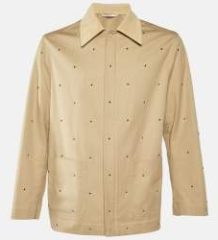 Valentino Beige Studded Cotton Zip-Up Jacket M