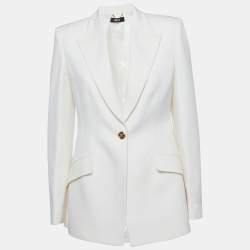 Versace Off White Gabardine Regular Fit Blazer S