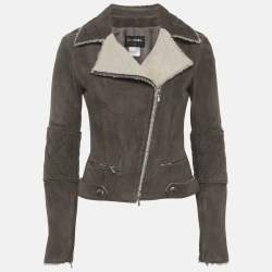 Chanel Brown Suede Lambskin Biker Jacket S