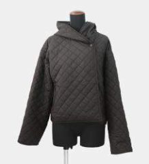 Hermes Quilted Short Jacket Size 38 Black Polyester