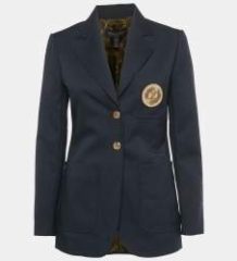 Louis Vuitton Navy Blue Crepe LV Patch Preppy Blazer M