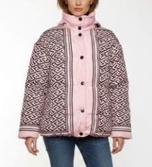 Versace Pink Monogram Nylon La Greca Puffer Jacket M Versace Pink Monogram Nylon La Greca Puffer Jacket M